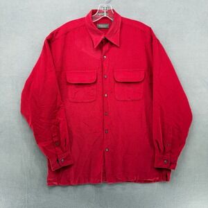 VAN HEUSEN Mens Red Soft Touch Long Sleeve Button Up Shirt Medium